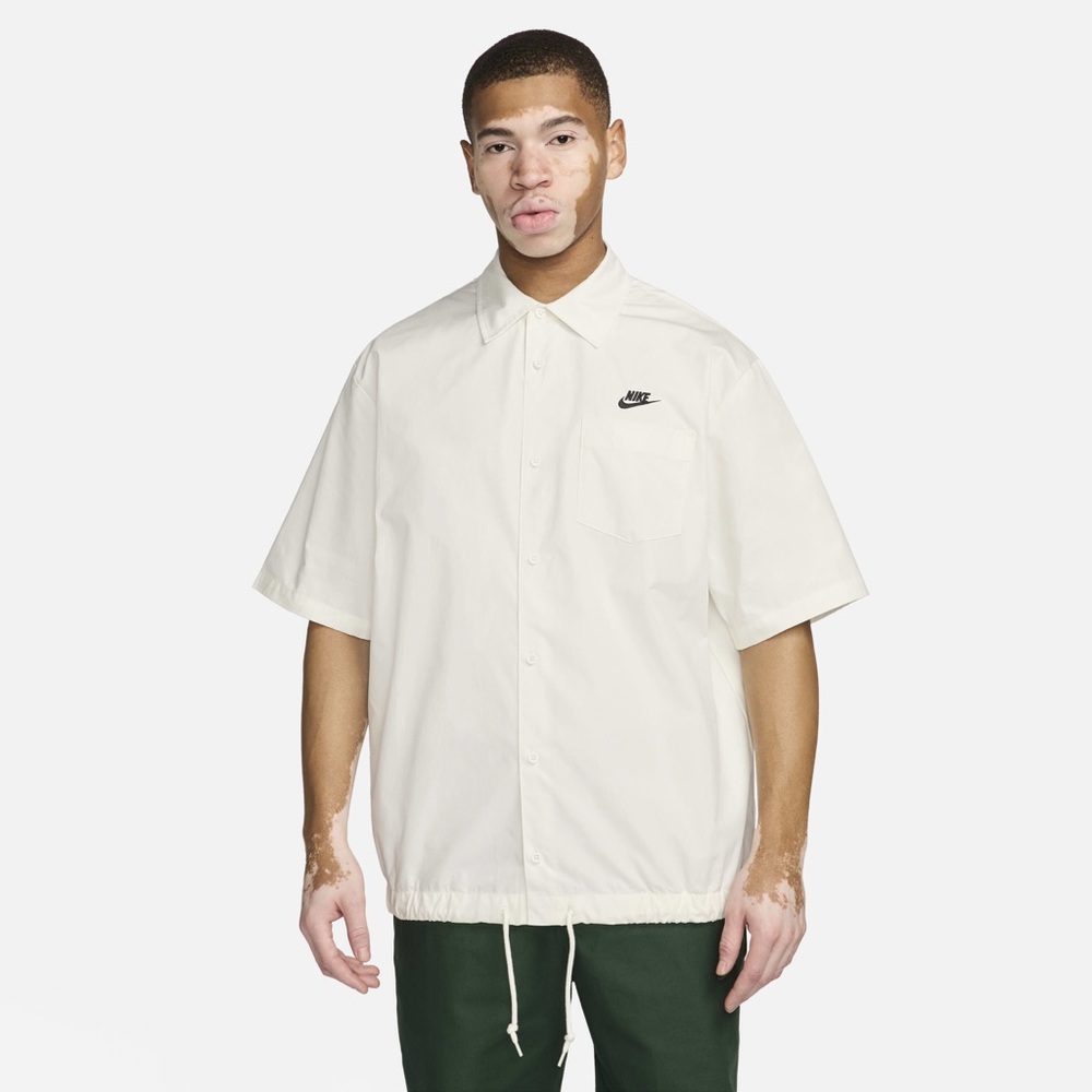 Nike White Button-Up Shirt with Logo
